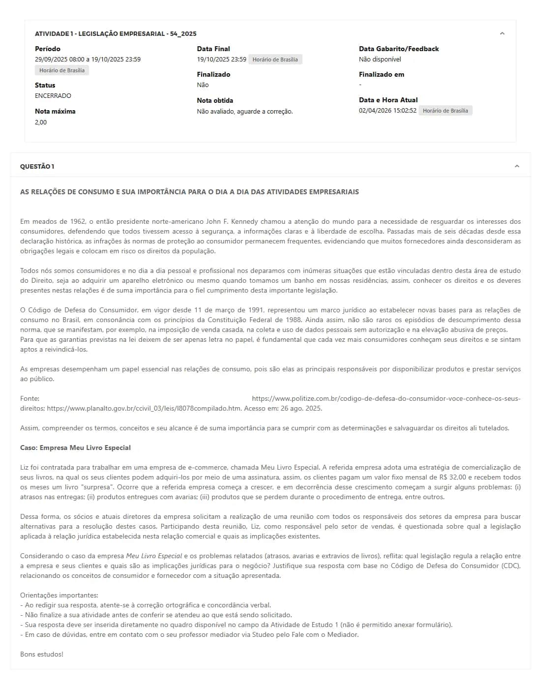 ATIVIDADE 1 - LEGISLAÇÃO EMPRESARIAL - 54_2025 - LEGISLAÇÃO EMPRESARIAL